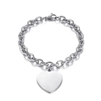 stainless steel link chain round heart charm bracelets for women men unisex wrist jewelry accessories gifts 2021 wholesale
