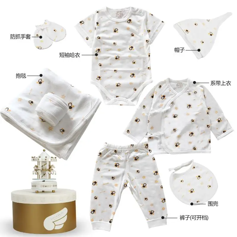 Bee short sleeve Подарочный комплект для новорожденных; комплект детской хлопковой одежды; Подарочный комплект с полной луной; унисекс - Цвет: Bee short sleeve