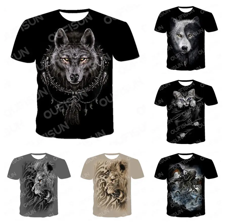 

Summer New 3D Printing T-shirt Men's T-shirt Street Style Tie Dye Leopard Animal Fashion Leisure Horror Short Sleeve Xxs-6xl