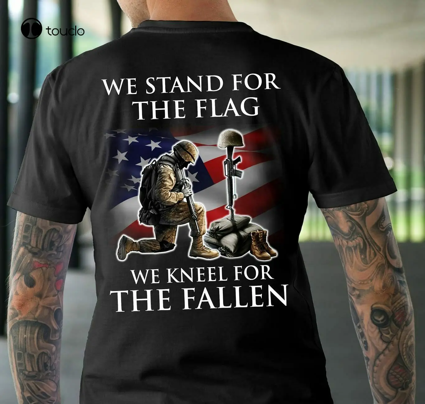 

Veteran T-Shirt Backside Vintage Us Flag Kneeling Soldier Gift Lyaj9Yub Tee Shirt Fashion Funny New Xs-5Xl