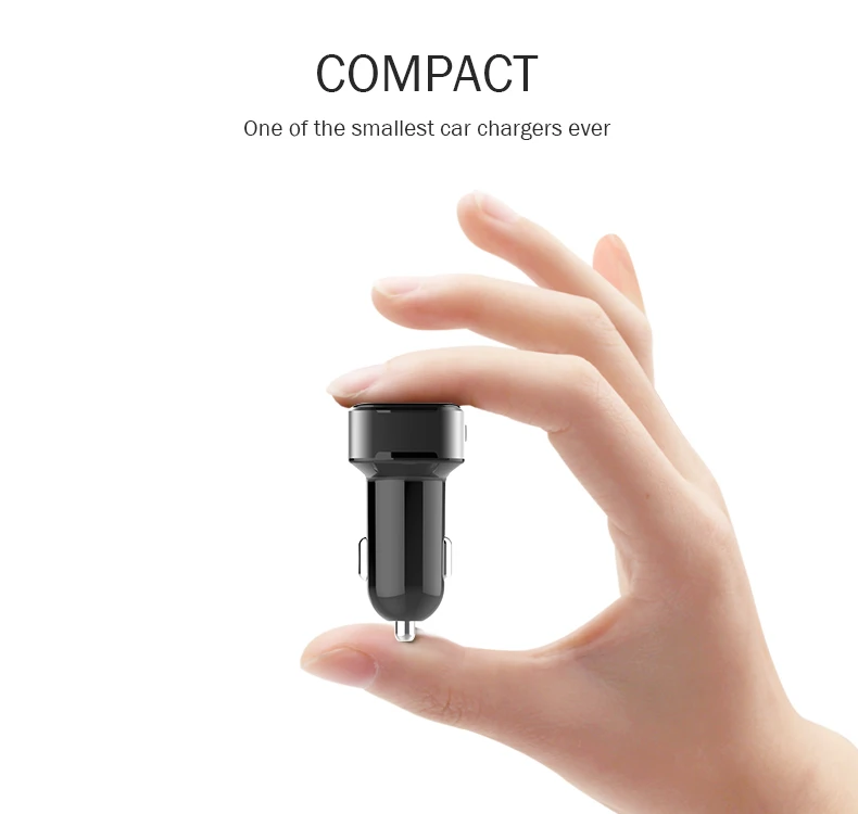 

KORSEED car charger Mini 3.1A Dual usb fast charger car-styling Voltage detection for phone 2 Port USB Quick Car Charger