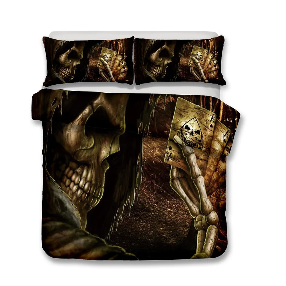 

3D Printed White Skull Duvet Cover Set Dekbedovertrek Include 1 Duvet Cover 2 Pillowcases Microfiber Bedding Set (No Sheets)