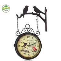european retro silent wall clock creative electronic two face wall clock double sided iron silent quiet cloc
