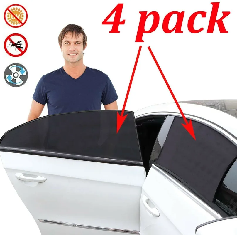 

4Pcs Car Side Window Shade Screen Cover Sunshade Breathable Windshield Sunshades For Car Auto Truck Exterior Accessories