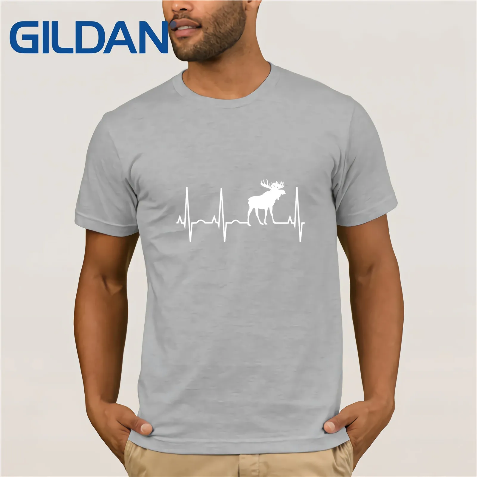 Moose Футболка с принтом сердцебиения для любителей футболка северным 2019 Летняя