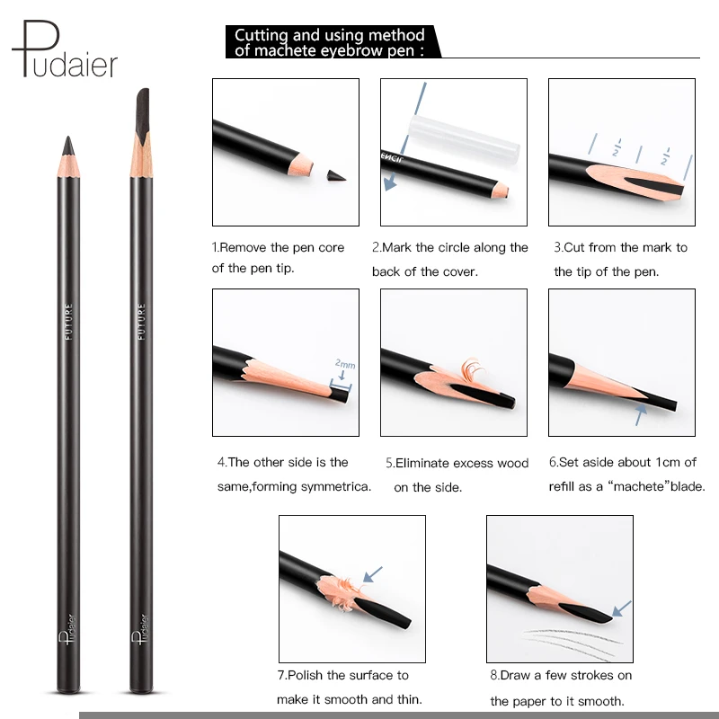 Водостойкий карандаш для бровей Pudaier 10 цветов стойкий Micro Tips жесткий свинцовый