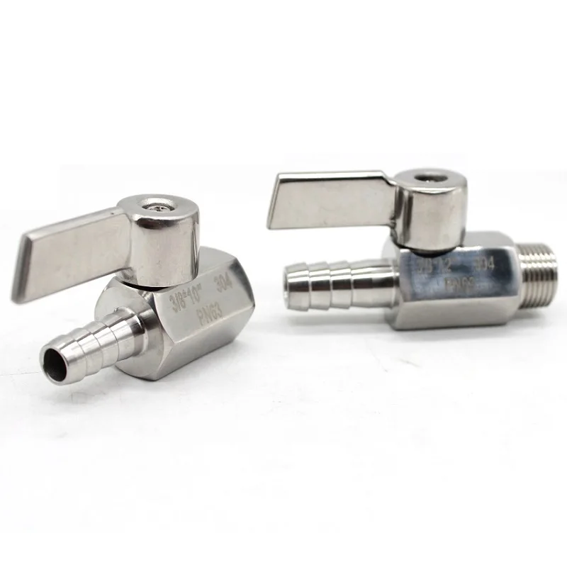 Шаровой кран ручка из нержавеющей стали мини-шаровой 1/8 1/4 3/8 1/2 до 7 мм 10 8 12 адаптер