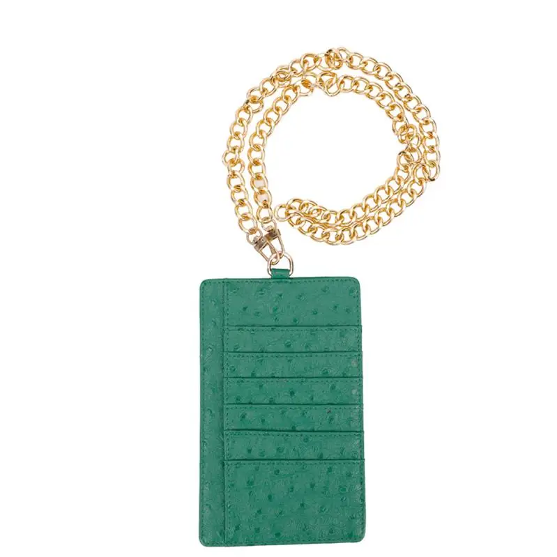 Chain Ostrich green Бренд класса люкс Натуральная кожа мобильный держатель для карт Змеиный узор женские сумки чехол Мобильный держатель для карт крокодил сумка для мобильных карт - Цвет: Chain Ostrich green