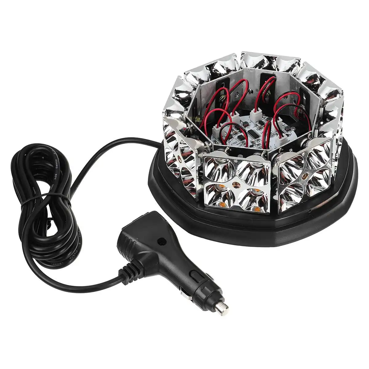 

32 LED Strobe Emergency Warning Light Beacon Revolving High-Intensity Magnetic Mount 17 Flashing Modes Amber Roof Light 12V 24V