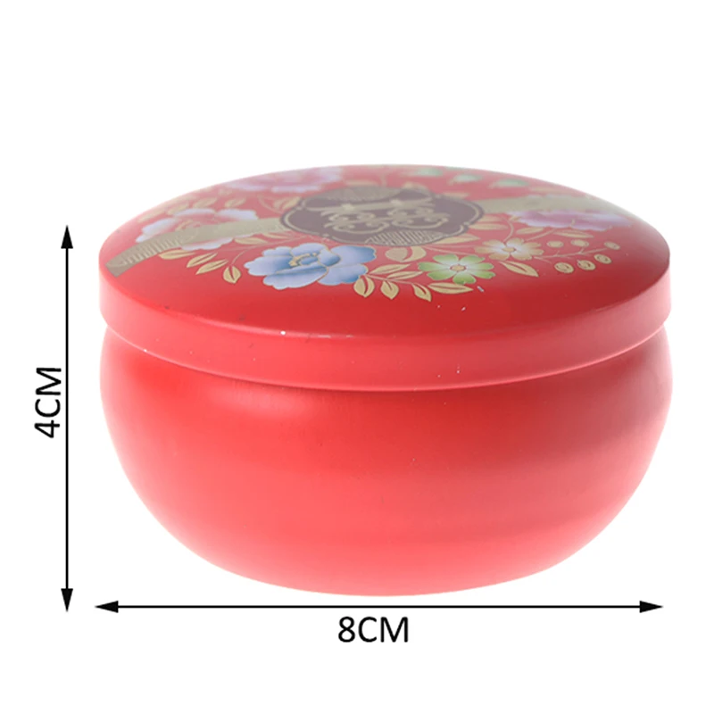 

Tea Container Candle Cans Candy Snacks Small Cans Mini Portable Tin Packaging Chinese Style Red Wedding Candy Tin Box Jars DIY