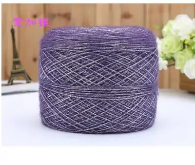 purple silver 50 г/лот итальянская полая красочная шерстяная металлическая нить ручной вязки из грубой шерсти блестящая нить - Цвет: purple silver