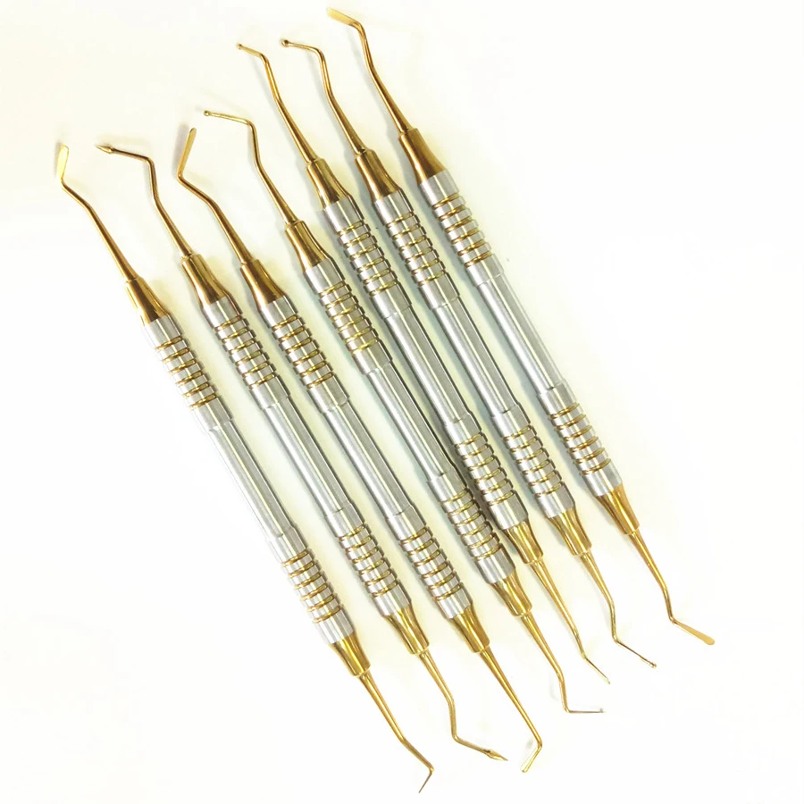 7pcs Dental Composite Resin Filling Spatula Titanium plated Head Resin Filler Set thick handle Restoration set Dental Instrument