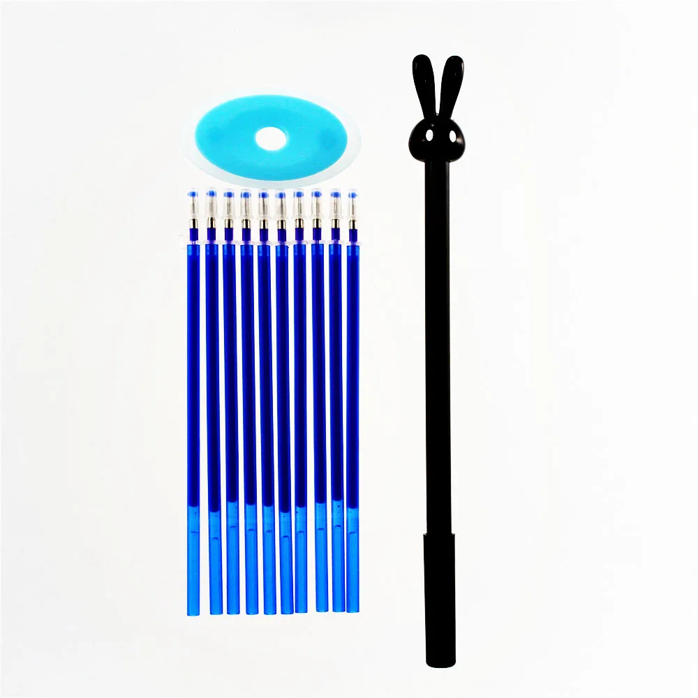 

12 шт. кролик стержни для стираемой гелевой ручки 0,5 мм синего цвета и черными чернилами моющиеся ручка шариковые ручки канцелярские товары д...