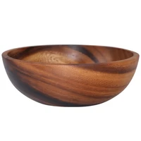 natural hand made wooden salad bowl classic large round salad soup dining bowl plates wood kitchen utensils