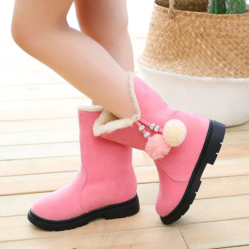 Ботинки детские фетровые Теплые Красные зимние сапоги для девочек новогодняя