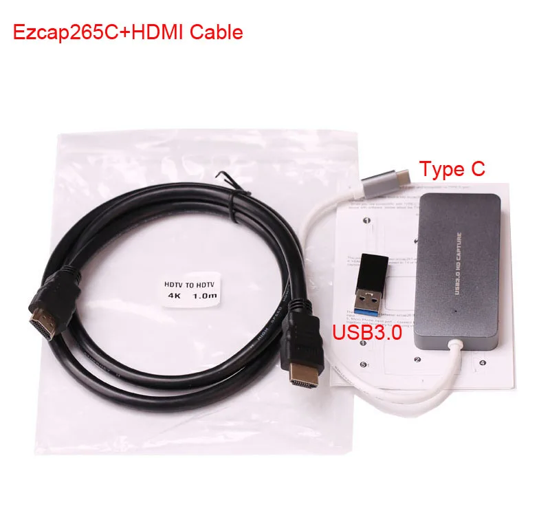 HDMI to type C USB 3,0 HD игровая карта захвата видео 1080P 60fps для MACBOOK Windows/Linux/Mac Win 10 потоковая трансляция в прямом эфире - Цвет: Ezcap265C with HDMI