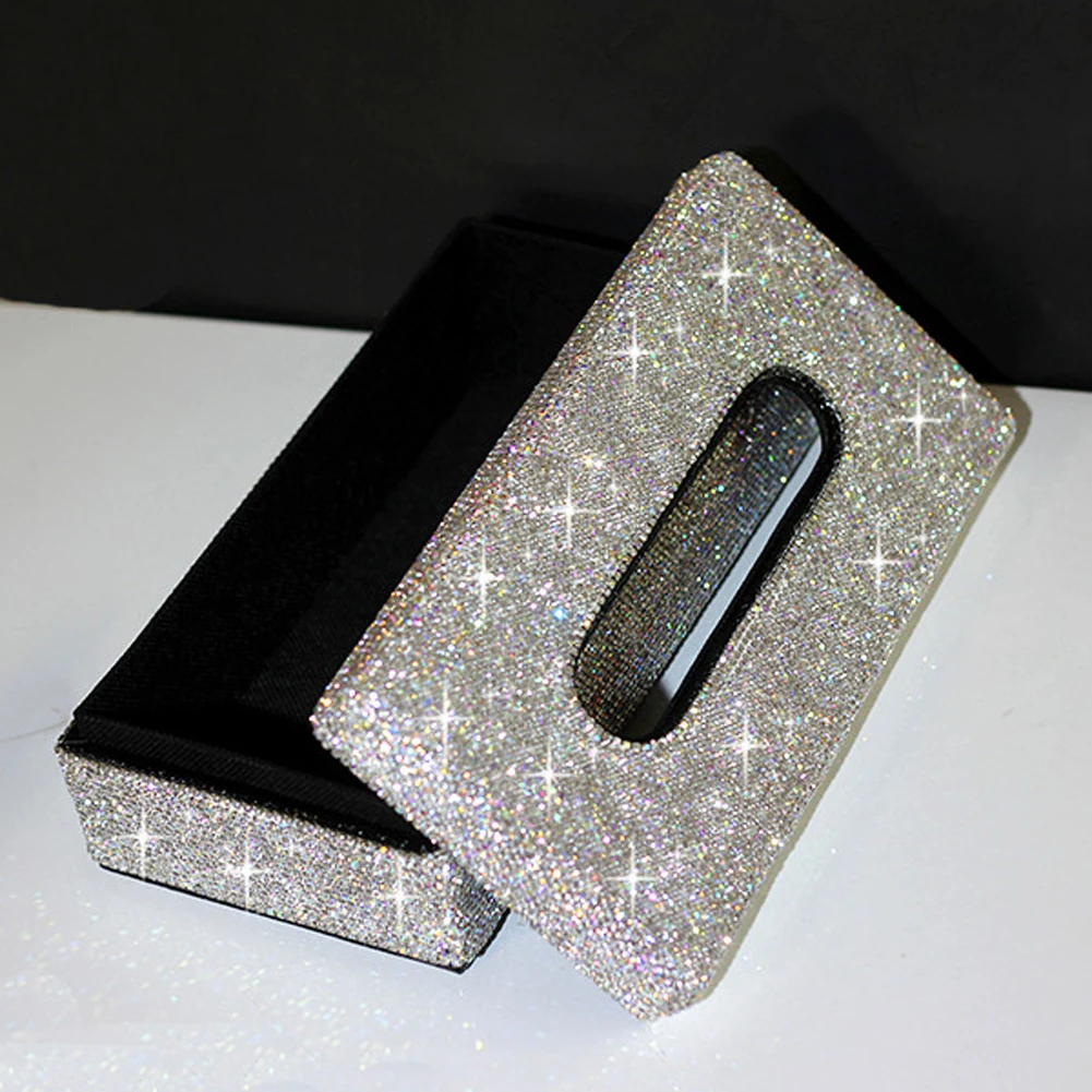 Алмазная клееная кожаная коробка для салфеток автомобиля шикарный роскошный