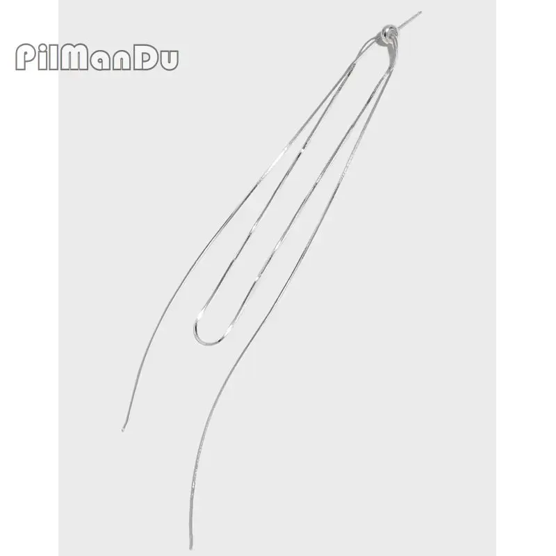 

PilManDu Korean Fashion Tassel Earring For Women Romantic S925 Sterling Silver Fine Jewelry For Party Unilateral Side Earring