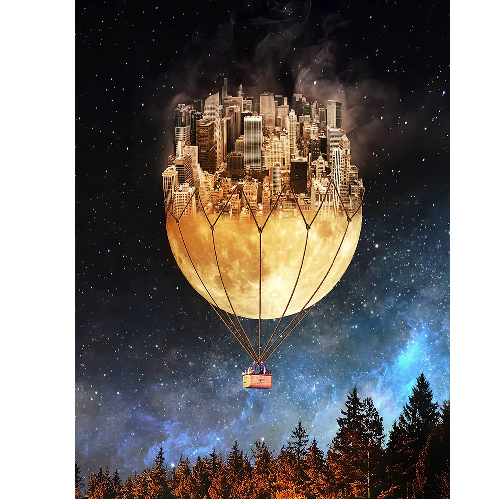 Full Round Drill Diamond Mosaic Starry Moon Pattern Pictures Gift Holiday Art Picture Pendant Home Decoration | Дом и сад