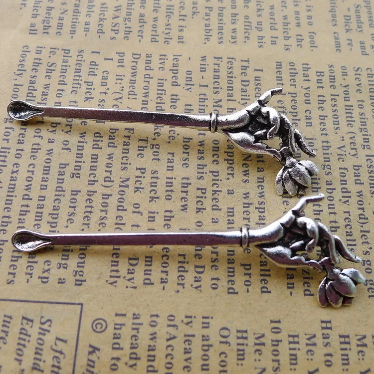 

Supplies For Jewelry Making 3pcs 19x60mm Antique Silver Color Hand Rose Charms