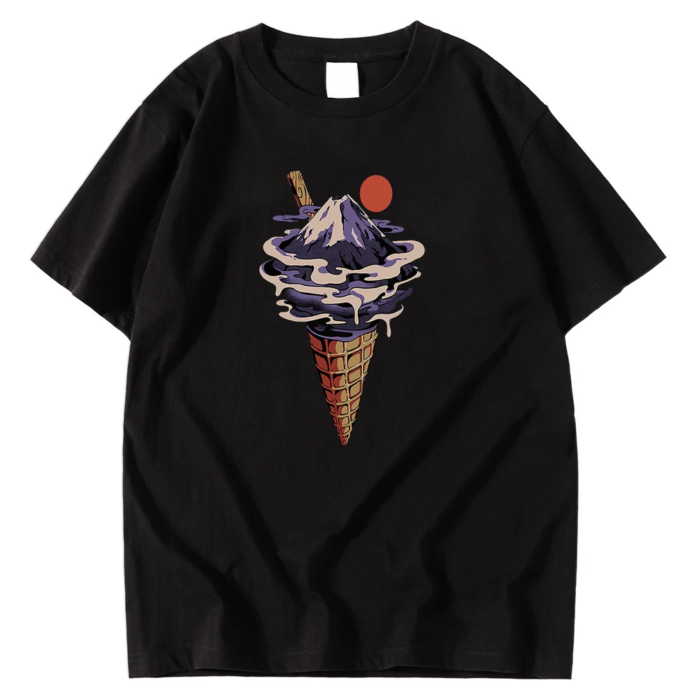 

Fuji Flavor Ice Cream Printing Mens T Shirt Short Sleeve Casual Clothing Fashion Loose T-Shirts Round Neck Cool Male Tees Shirts
