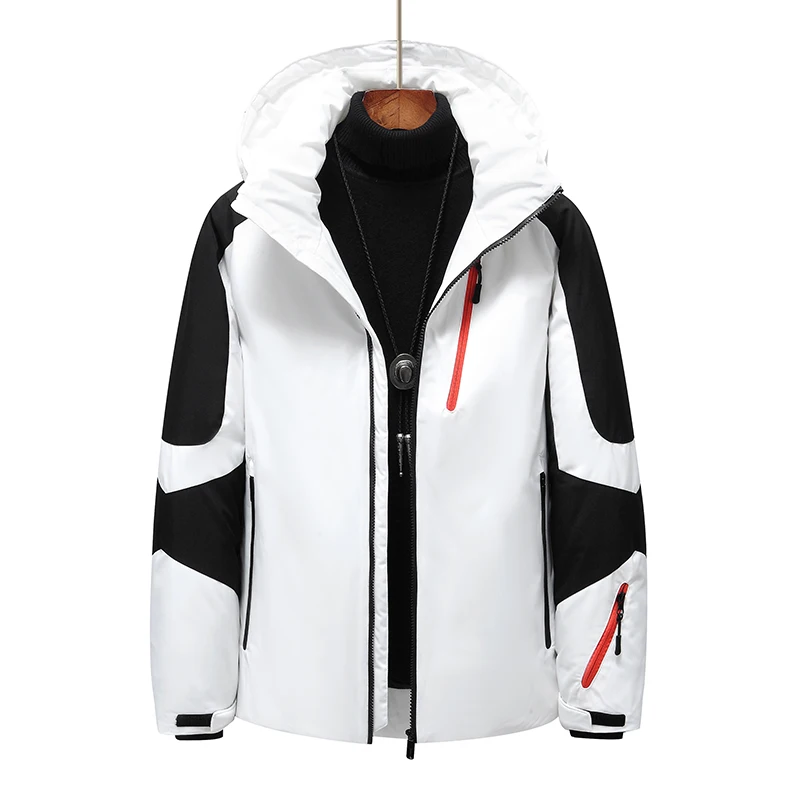 

Mens White Duck Down Jacket Warm Hat Detachable Thick Puffer Jacket Coat Male Casual Overcoat Thermal Winter Outdoor Parka Men