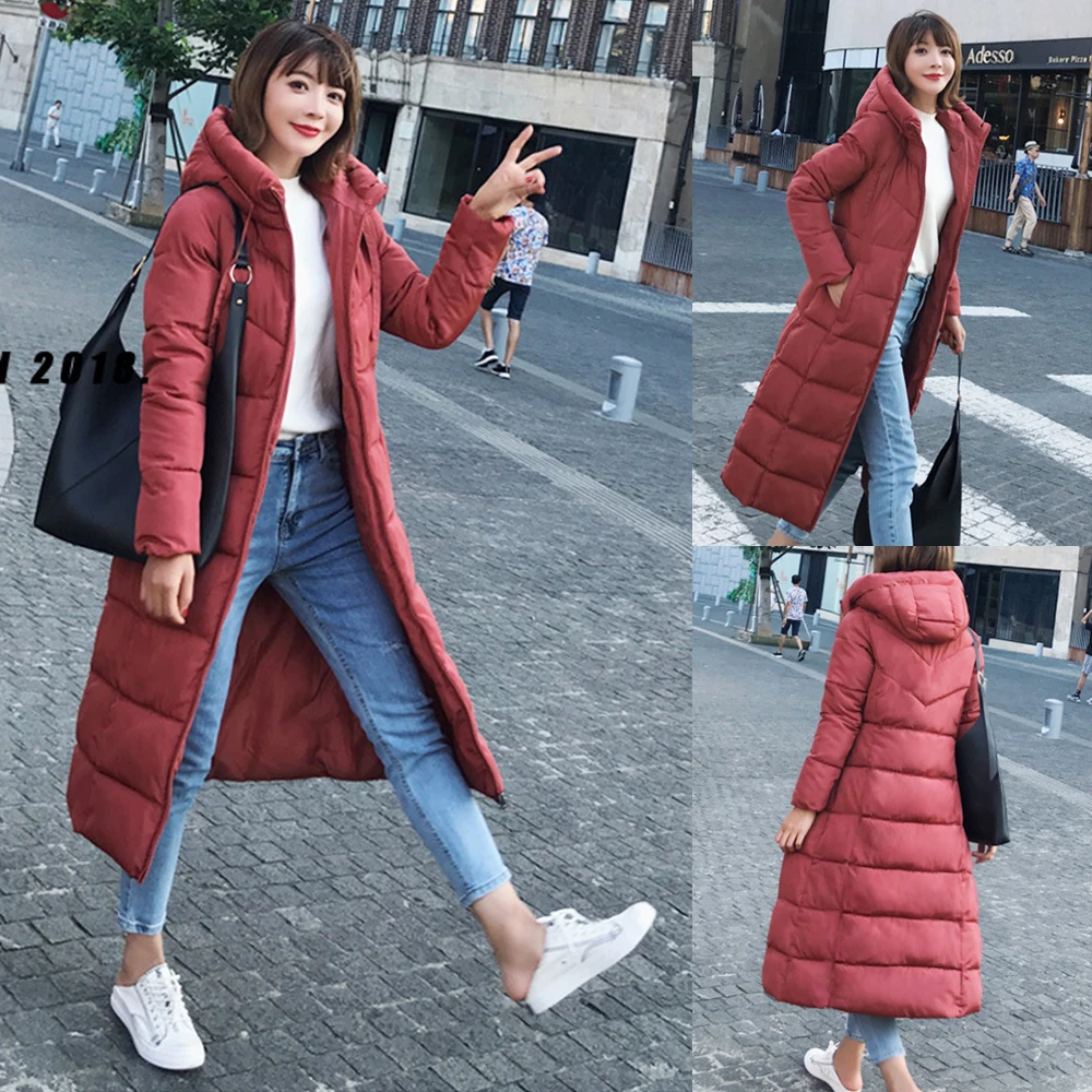 Winter Jacket Women Long Hooded Coat with Zipper Streetwear Parka Thicken Warm Cotton Padded Coat Office Lady 6XL