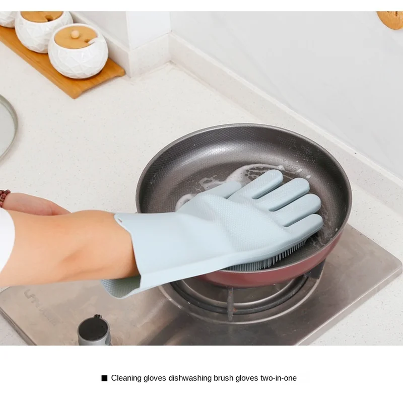 1 пара силиконовые перчатки для уборки Нескользящая прочная волшебные мытья