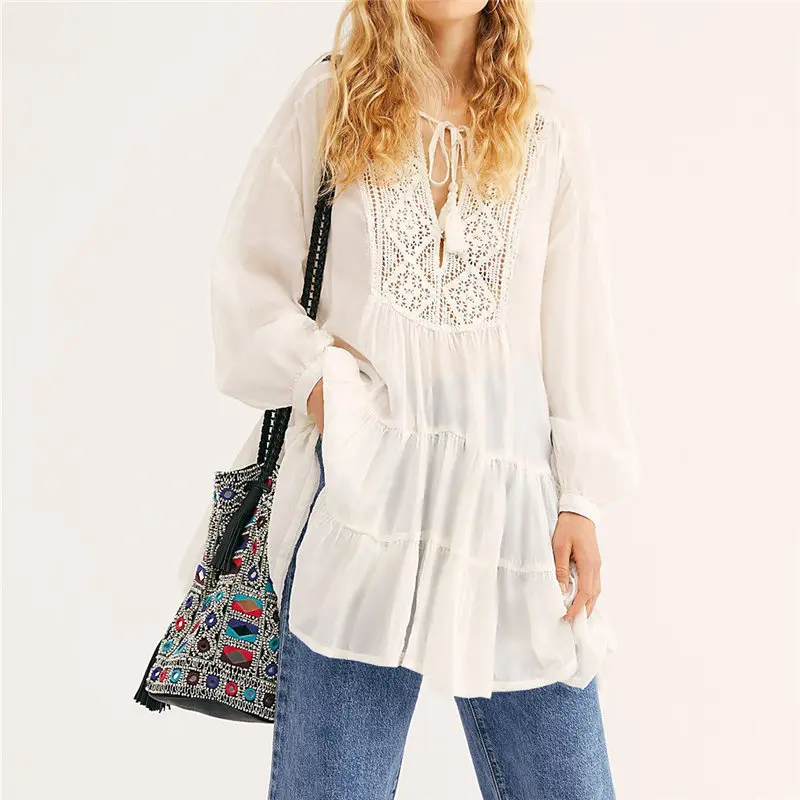 2021 повседневное свободное летнее пляжное платье на шнуровке с бахромой белая