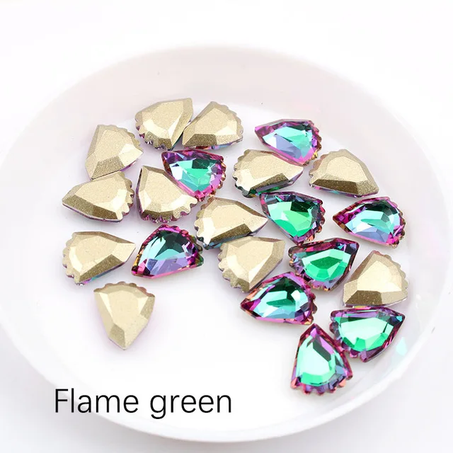 Flame green Для ногтей, с горным хрусталем, 8X10 мм Кот в форме лапки с цветными камнями 30/100 шт./лот для 3D украшение для ногтей - Цвет: Flame green