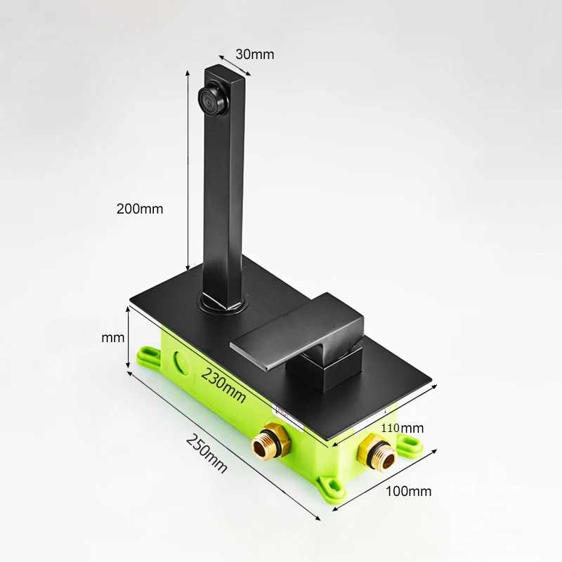 BAKALA Роскошный Матовый Черный кран для ванной комнаты раковина кран настенный квадратный латунный смеситель LT-320BR