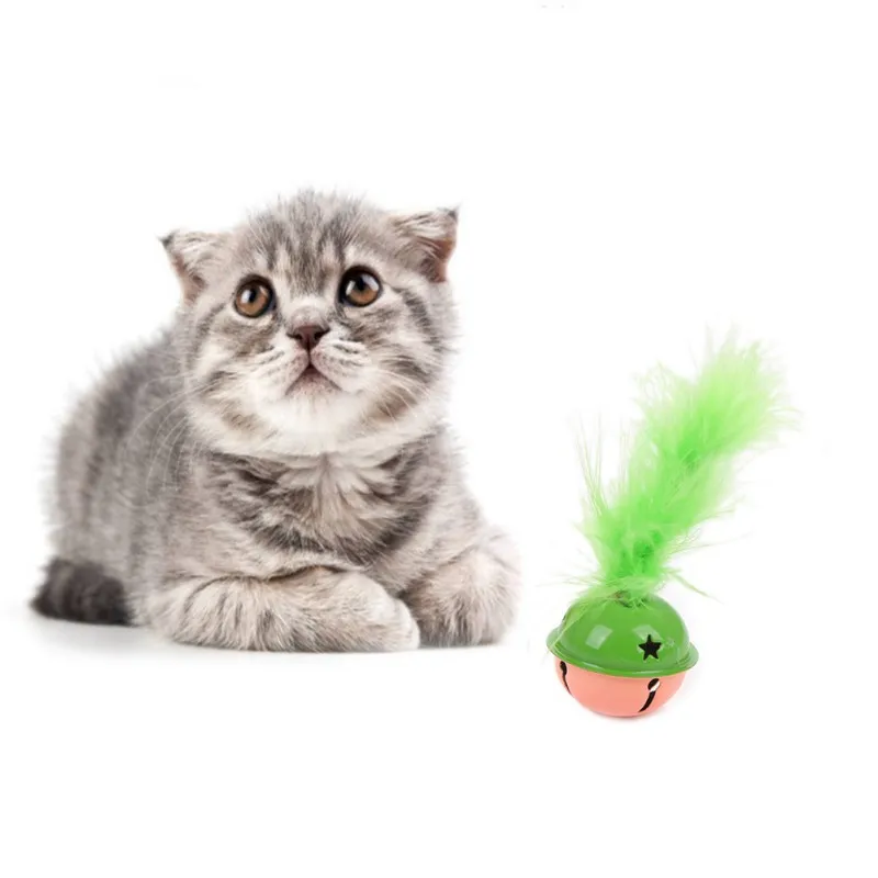 

Funny Cat Interactive Ball Toy With Feather Squeaky Sound Device Exercise Balls Toys For Kidding Cats Entertainment Dropshipping
