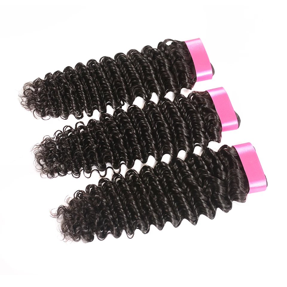 Глубокая Волна бразильские человеческие волосы пучки с закрытием свободная