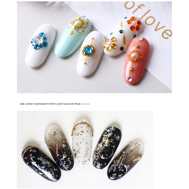 Nail Art Decorations Charms Jewelry Metal Star Moon Gem Pearl Golden Sticker Supplies Ornament TXTB1 | Красота и здоровье