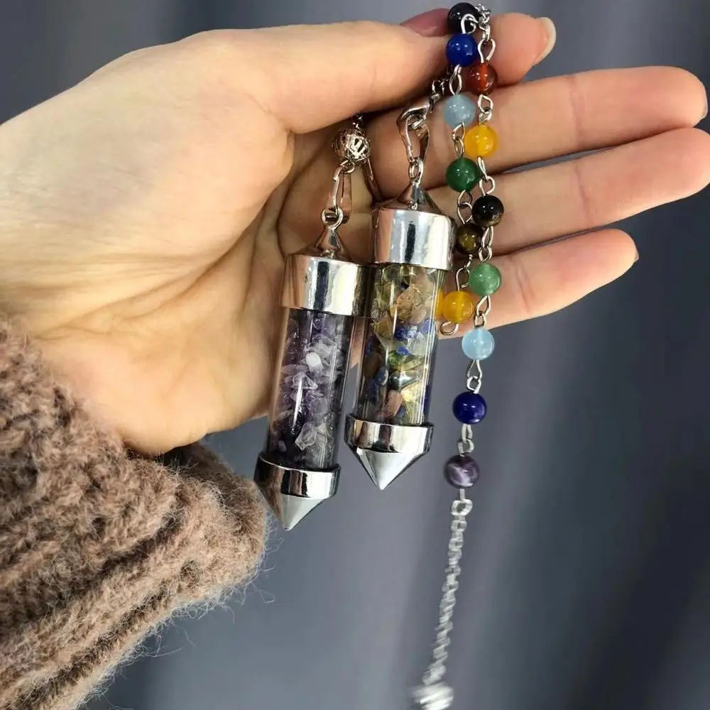 Мода Сплав Кристалл кварц кулон DIY маятник драгоценный камень ожерелье подарок