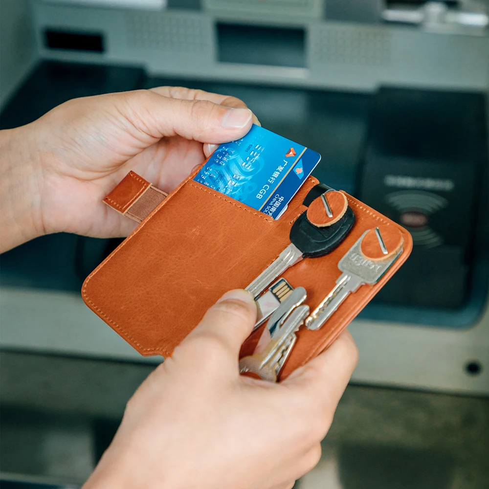 NewBring держатель для ключей из натуральной кожи ключница кошелек денег