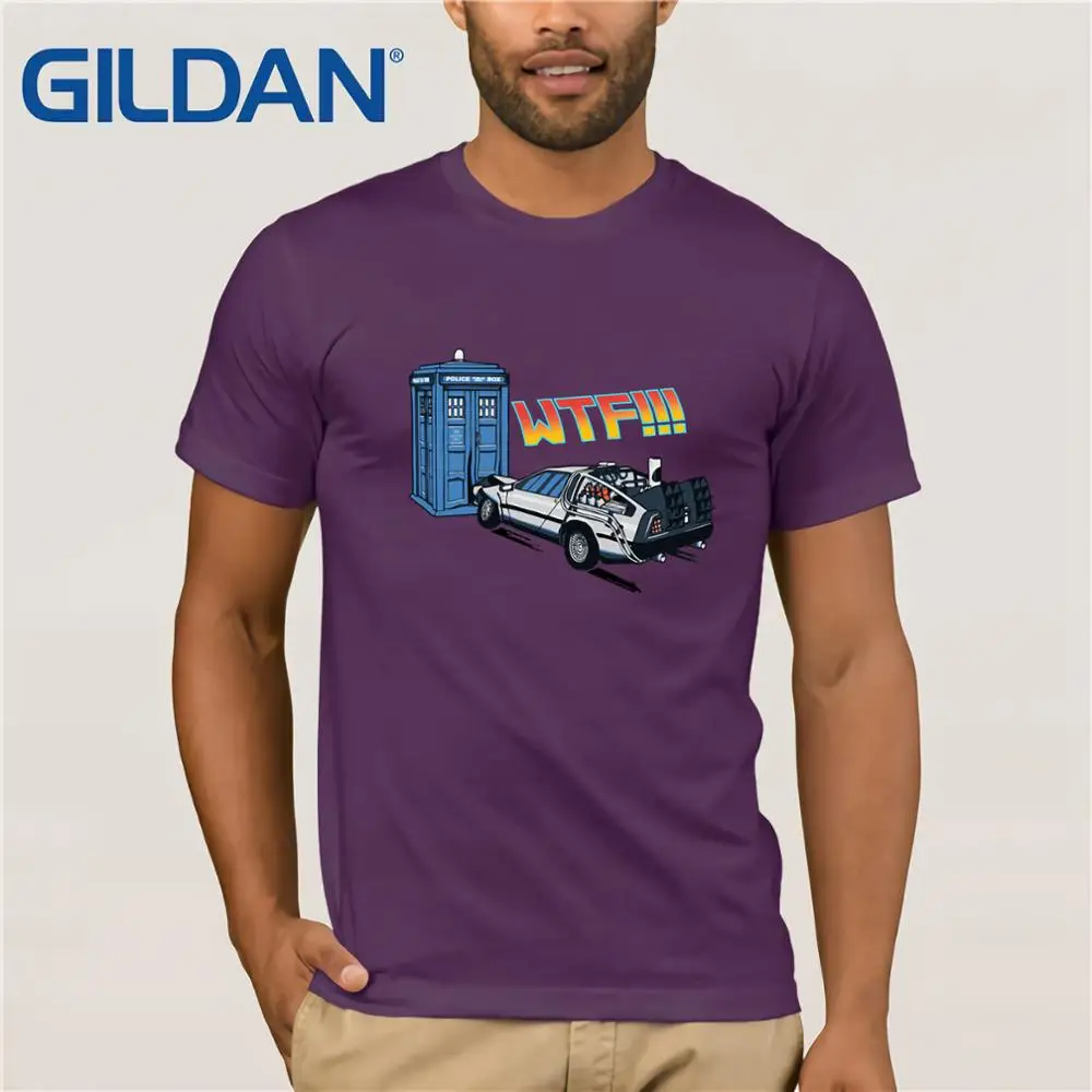 Забавная Мужская футболка с надписью The Tardis v's DeLorean Доктор Кто Назад в будущее
