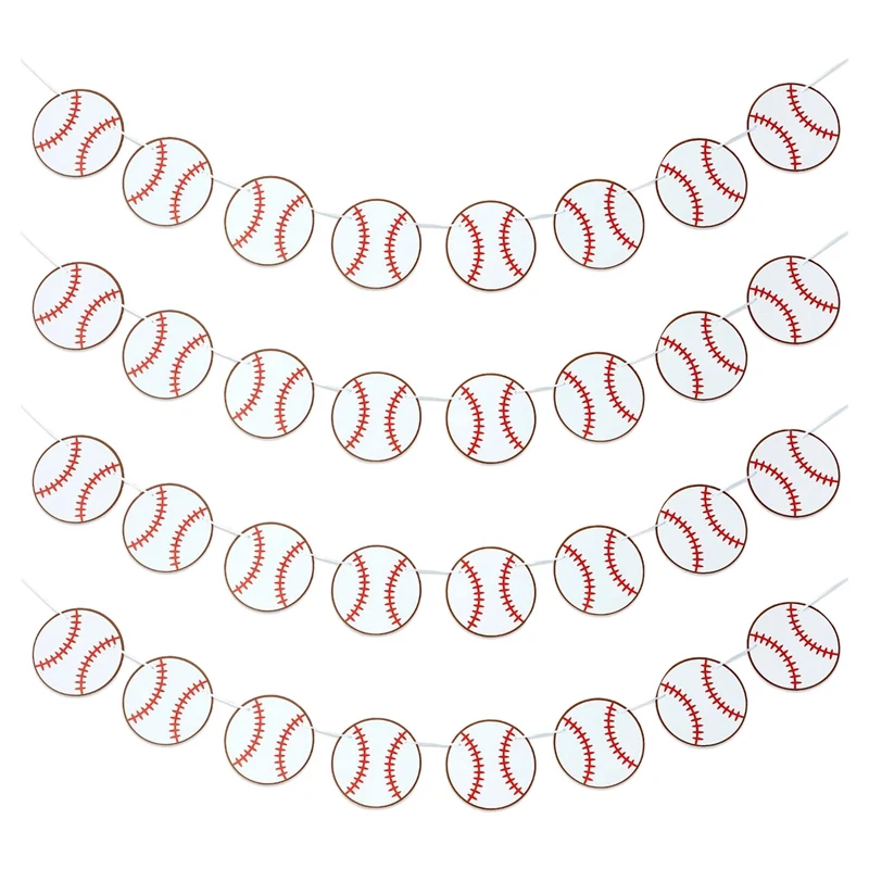 

4 шт. бейсбольный баннер, бейсбольные бумажные гирлянды для спортивной тематической вечеринки