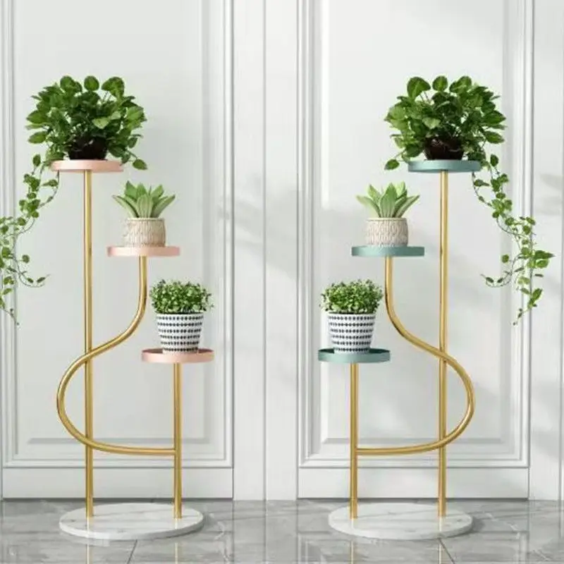 

Nordic iron art indoor living room decorative flower rack simple balcony flower pot rack floor multi-layer green plant shelf