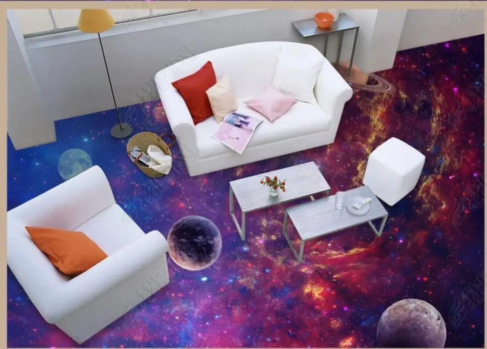 

Custom Picture Self-adhesive Flooring wallpapers Wall Sticker Universe Galaxy Starry Sky 3D Art Floor mural Painting wall papers