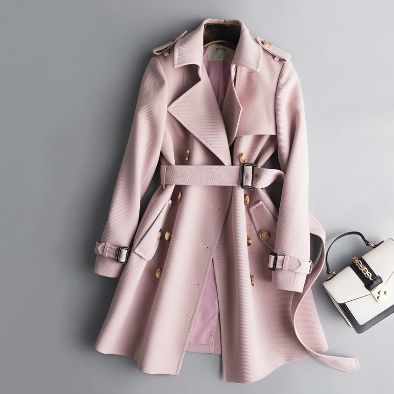 Женский плащ модная осенняя одежда ветровка Длинные повседневные пальто женские