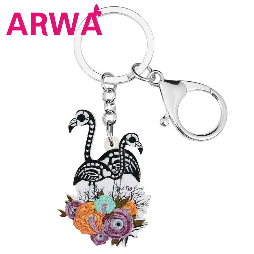Акриловые брелки ARWA в виде черепа фламинго на Хэллоуин для женщин и девочек