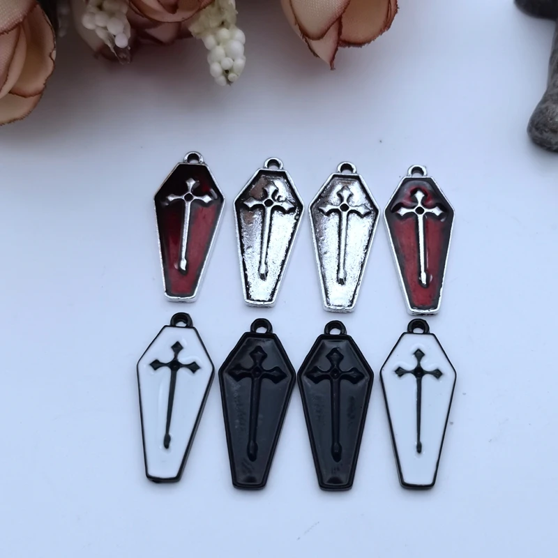 

5pcs 10x25mm 4-color Enamel Cross Pendants, DIY To Make Cute Earrings, Pendants, Bracelets and Necklaces