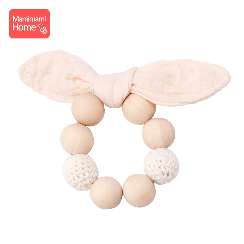 white Bracelets Mamihome детские нагрудники, тканевые банданы с деревянным кольцом, прорезыватель из бука, хлопковый слюнявчик, впитывающая ткань для новорожденных, детские товары, игрушки - Цвет: white Bracelets