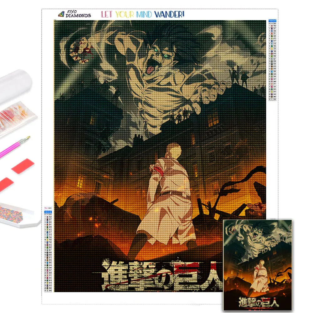 Алмазная живопись аниме Атака Титанов картина Стразы Полный алмаз искусство