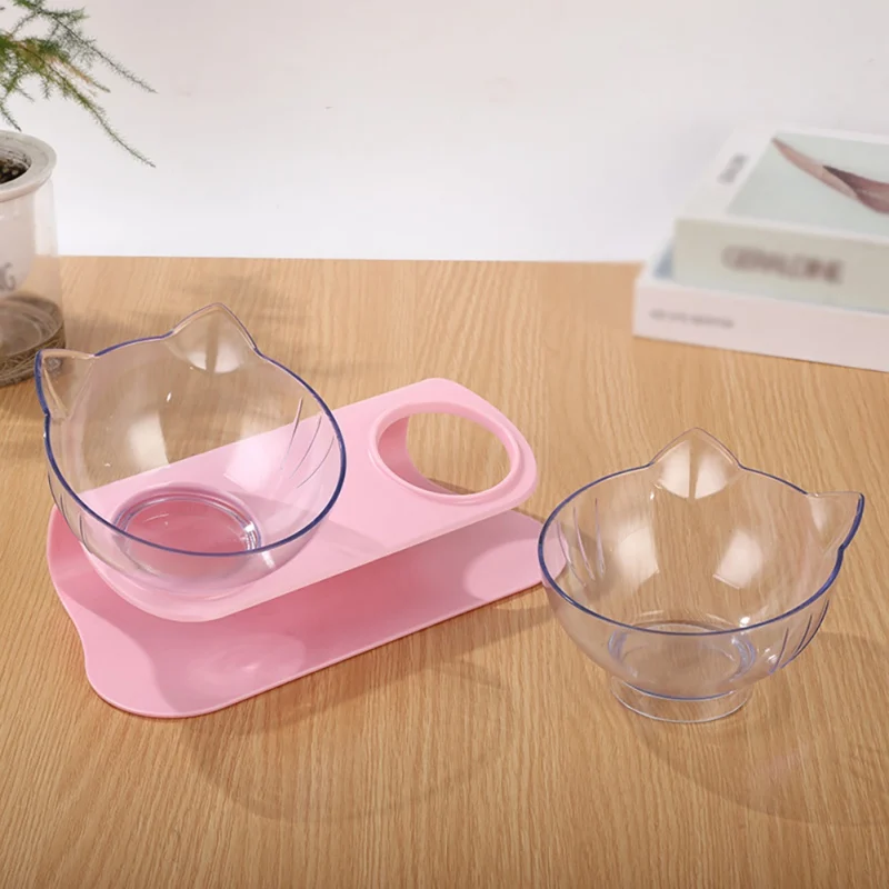 

Non-slip Cat Bowls Double Bowls With Raised Stand Pet Food And Water Bowls For Cats Dogs Feeders New