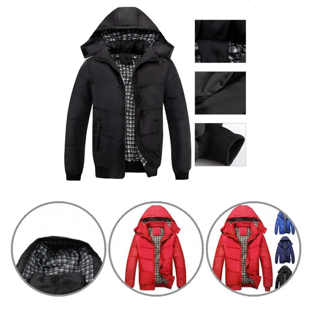 

Detachable Hat Fabulous Slim Winter Down Coat Cardigan Male Down Coat Long Sleeve for Dating