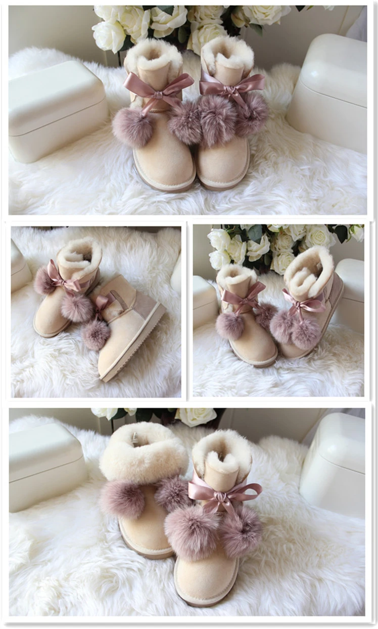 SHUANGGUN Free shipping! New Brand Natural Sheepskin Leather snow boots for women Real Wool inside lady winter warm Boots