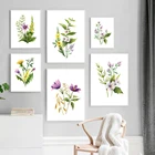 Постер на холсте с изображением акварельных цветов, букетиков, картины с принтом в скандинавском стиле, настенные картины для украшения интерьера гостиной