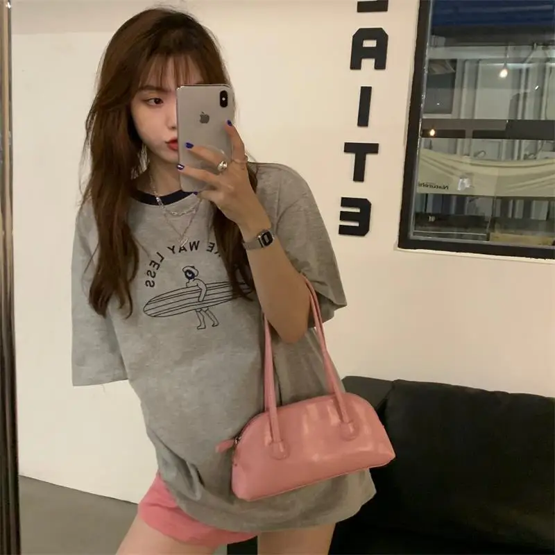 

Женские футболки, топы, японский Kawaii Ulzzang, свободная футболка с принтом из мультфильма, с буквенным принтом, Женская Корейская одежда Harajuku для женщин